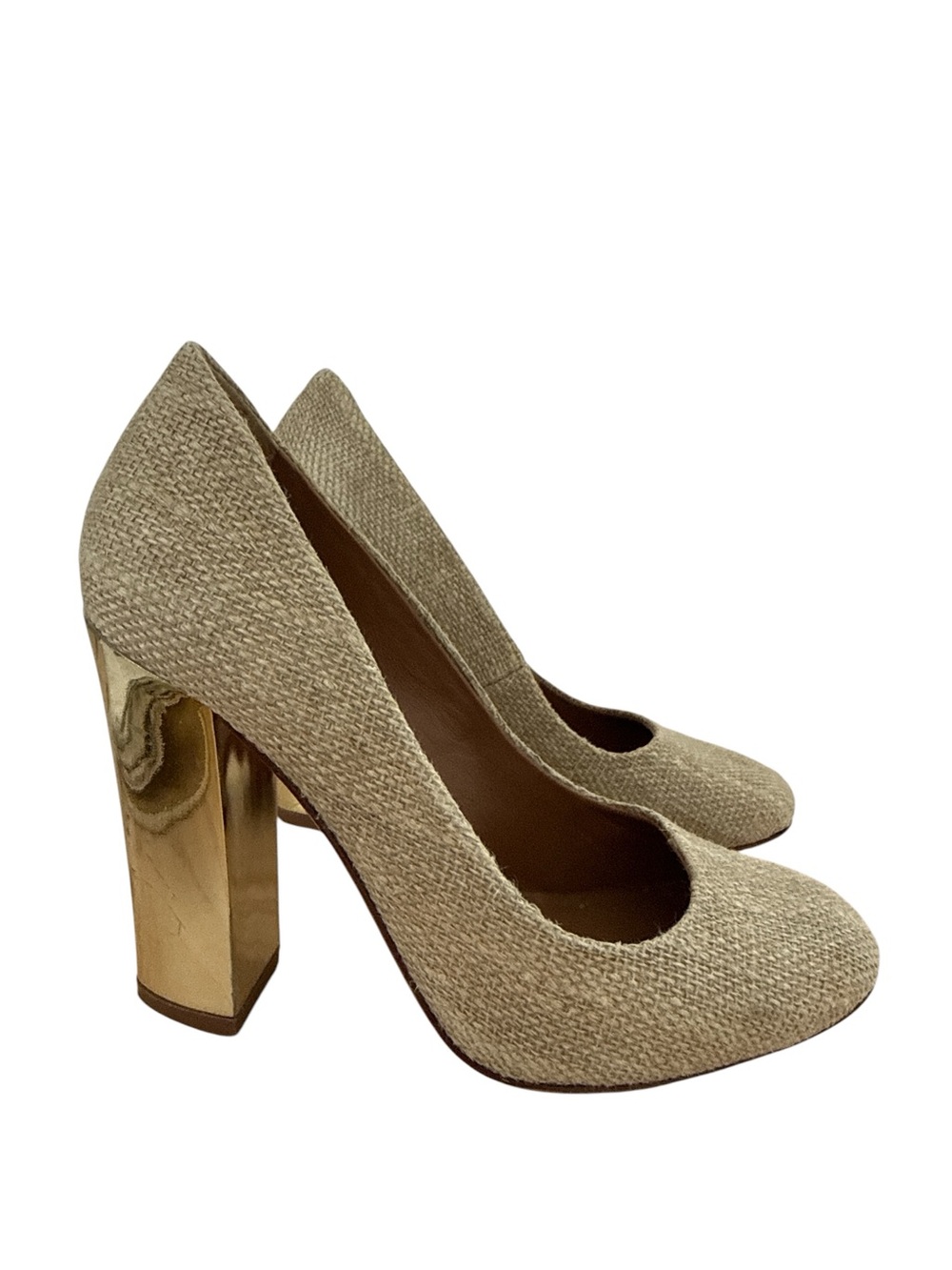 Tory Burch Madison Canvas With a Metallic Heel round toe